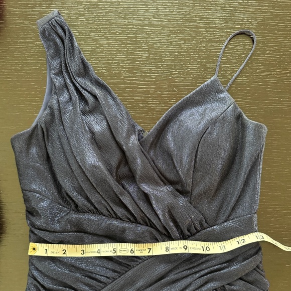 Xscape Metallic Surplice Gown in Navy - Picture 5 of 7